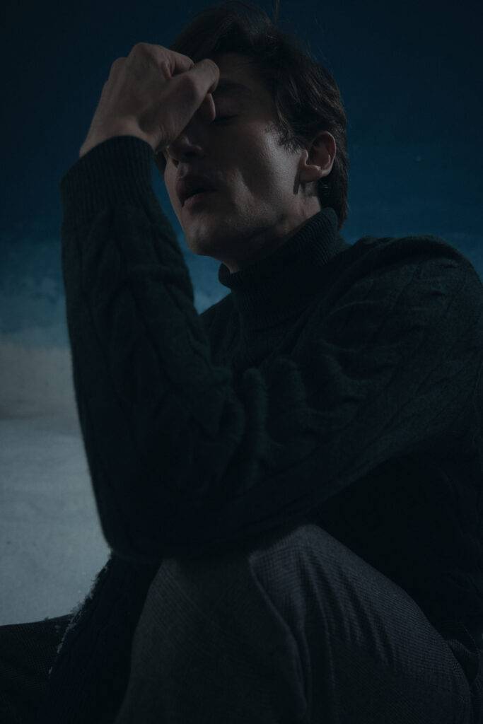 Utility Jacket in schwarz-blauer Alpaka-Leinenmischung mit Selvedge Jeans — Monokel Berlin