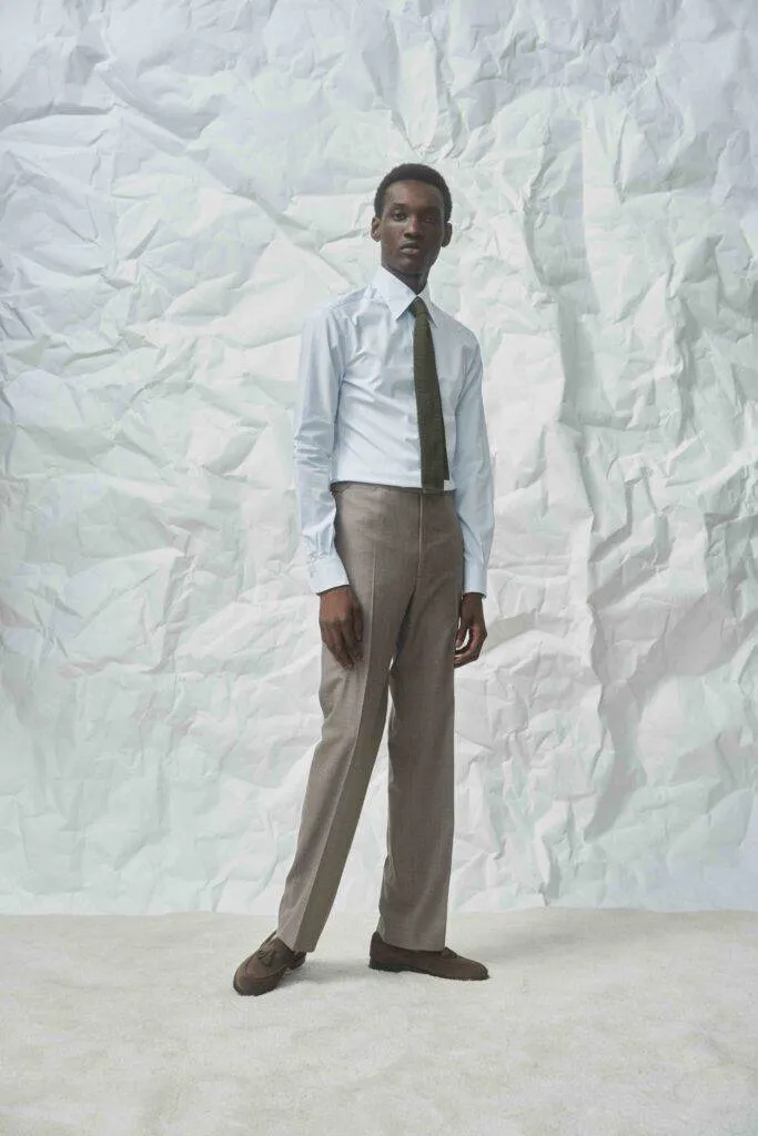 Taupe S130 Wool Microweave Maßanzug — Monokel Berlin