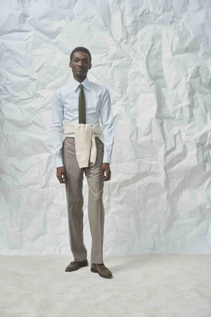 Taupe S130 Wool Microweave Maßanzug — Monokel Berlin