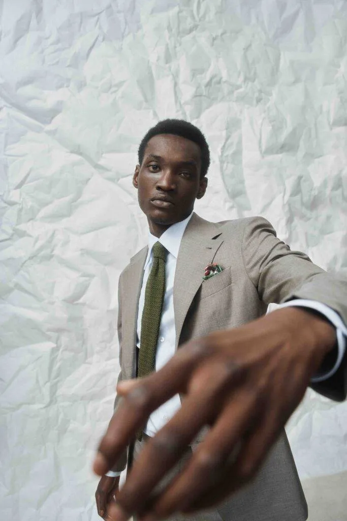 Taupe S130 Wool Microweave Maßanzug — Monokel Berlin