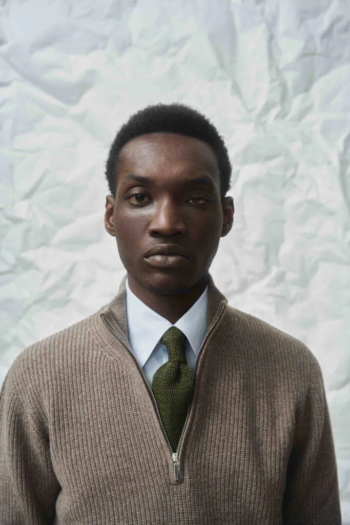 Taupe Half Zip Wool Cashmere Knit — Monokel Berlin