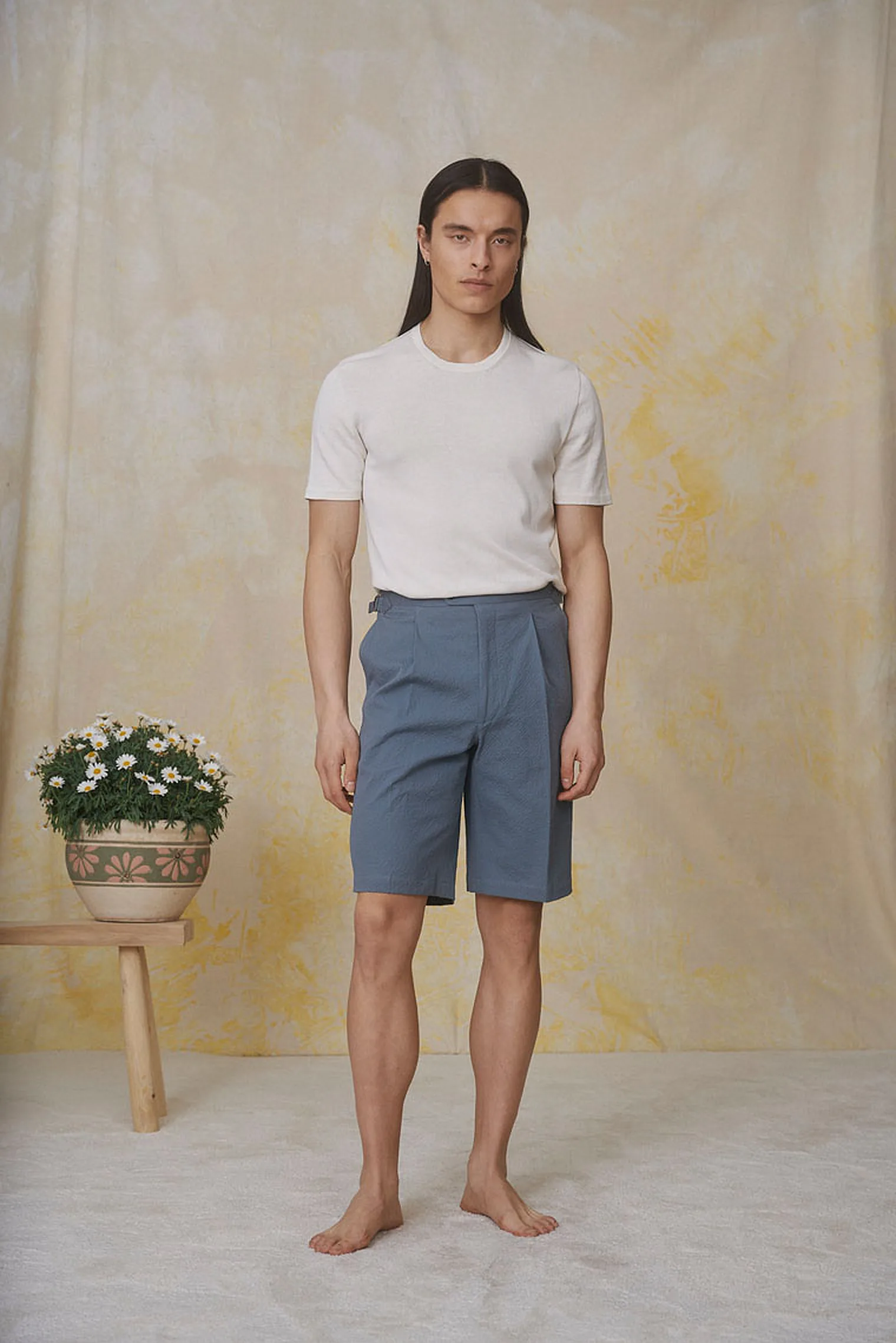 Petrol Seersucker Utility Jacket + Bermuda — Monokel Berlin