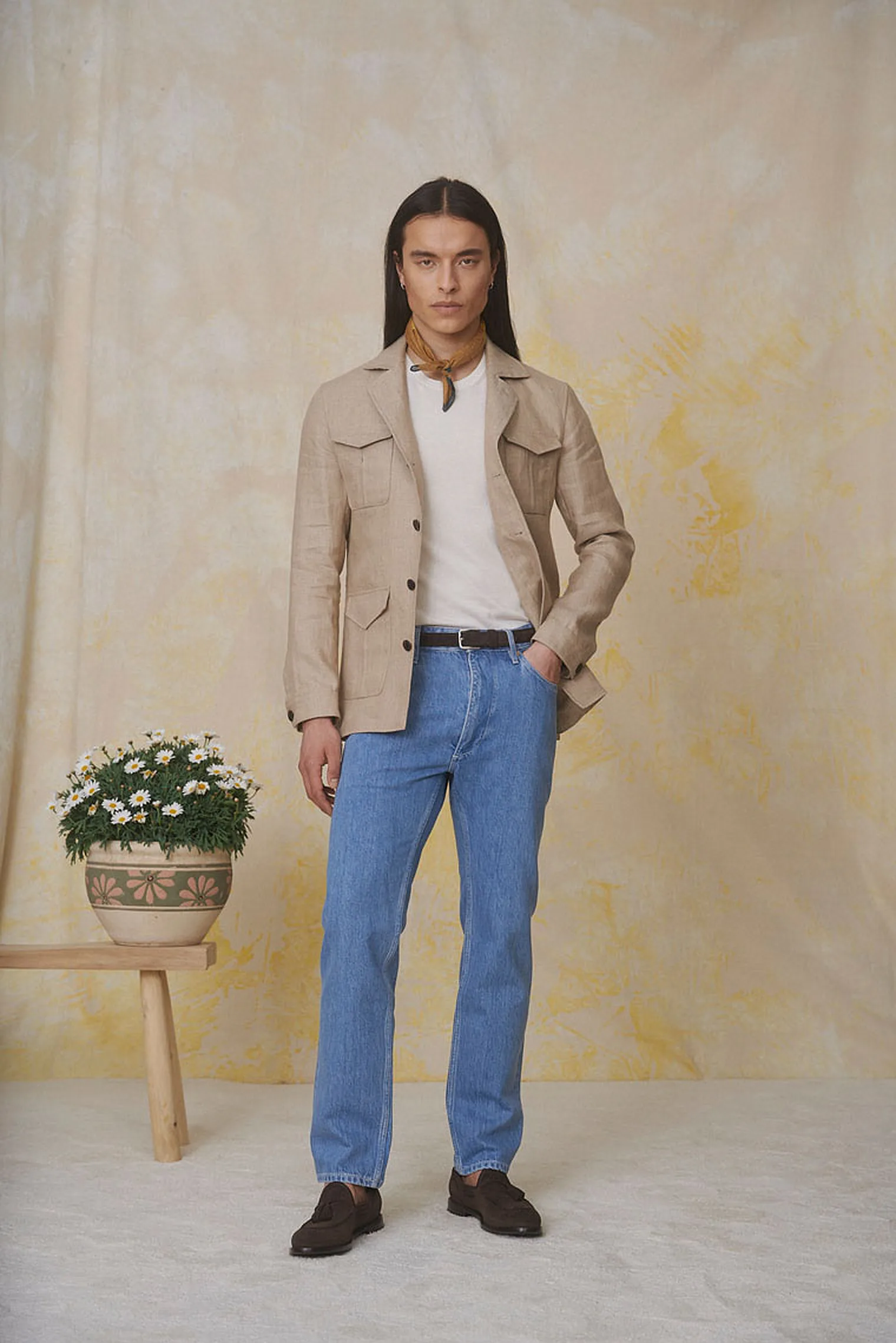 Wolle-Seide-Leinen-Blend Sakko + Washed Stretch Selvedge Denim — Monokel Berlin