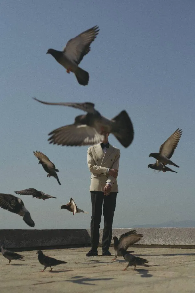 Cotton Double breasted Maßsakko mit schwarzer Leinenhose nach Maß — Monokel Berlin