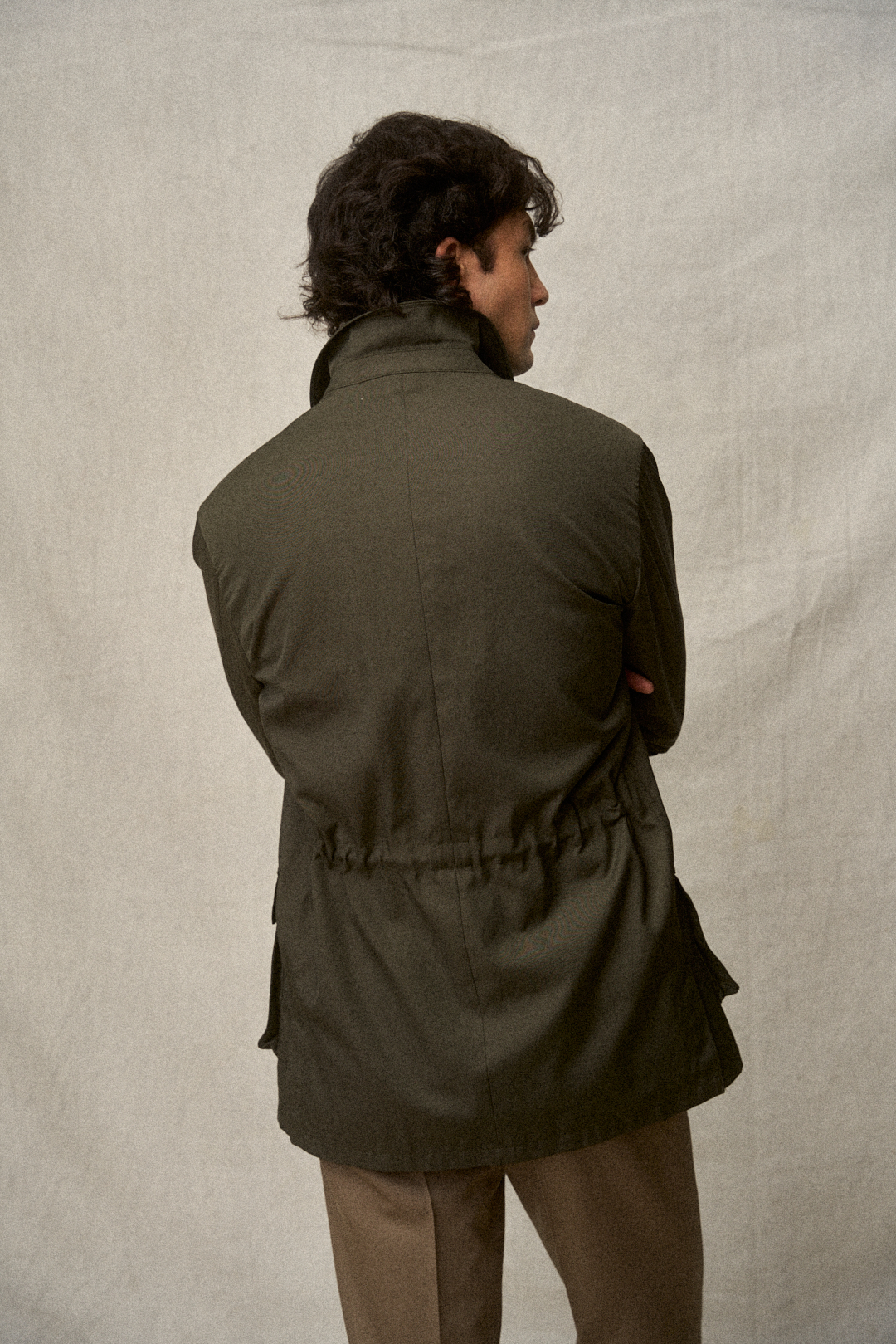 Olive Cotton Field Jacket mit Twill-Hose und Merino, Ansicht 4