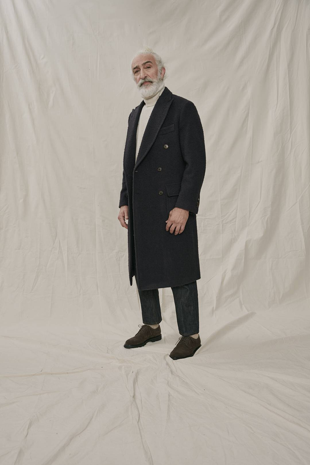 Blauer Mantel aus Casentino Woll-Stoff — Monokel Berlin