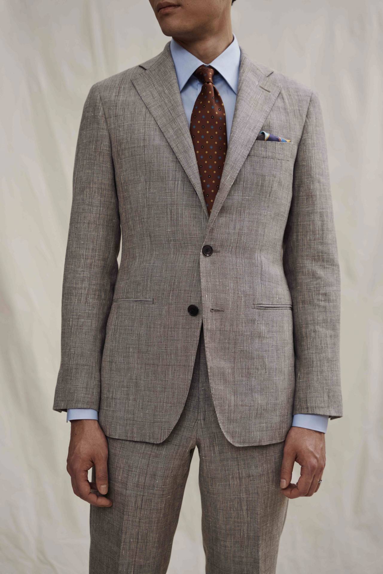 Sommeranzug Linen Glencheck Detailansicht