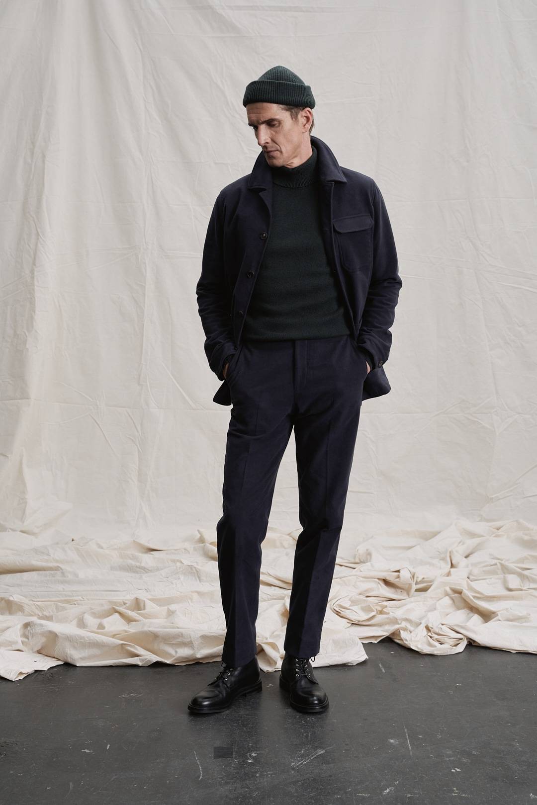 Olive Utility Jacket Anzug-Kombination aus Moleskin