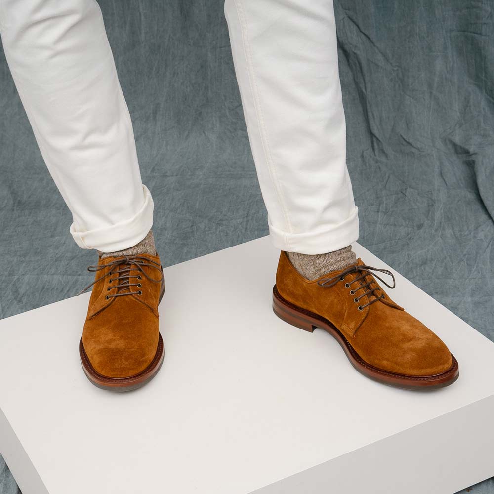 Brauner Wildleder Derby rahmengenaeht mit Vibram Sohle