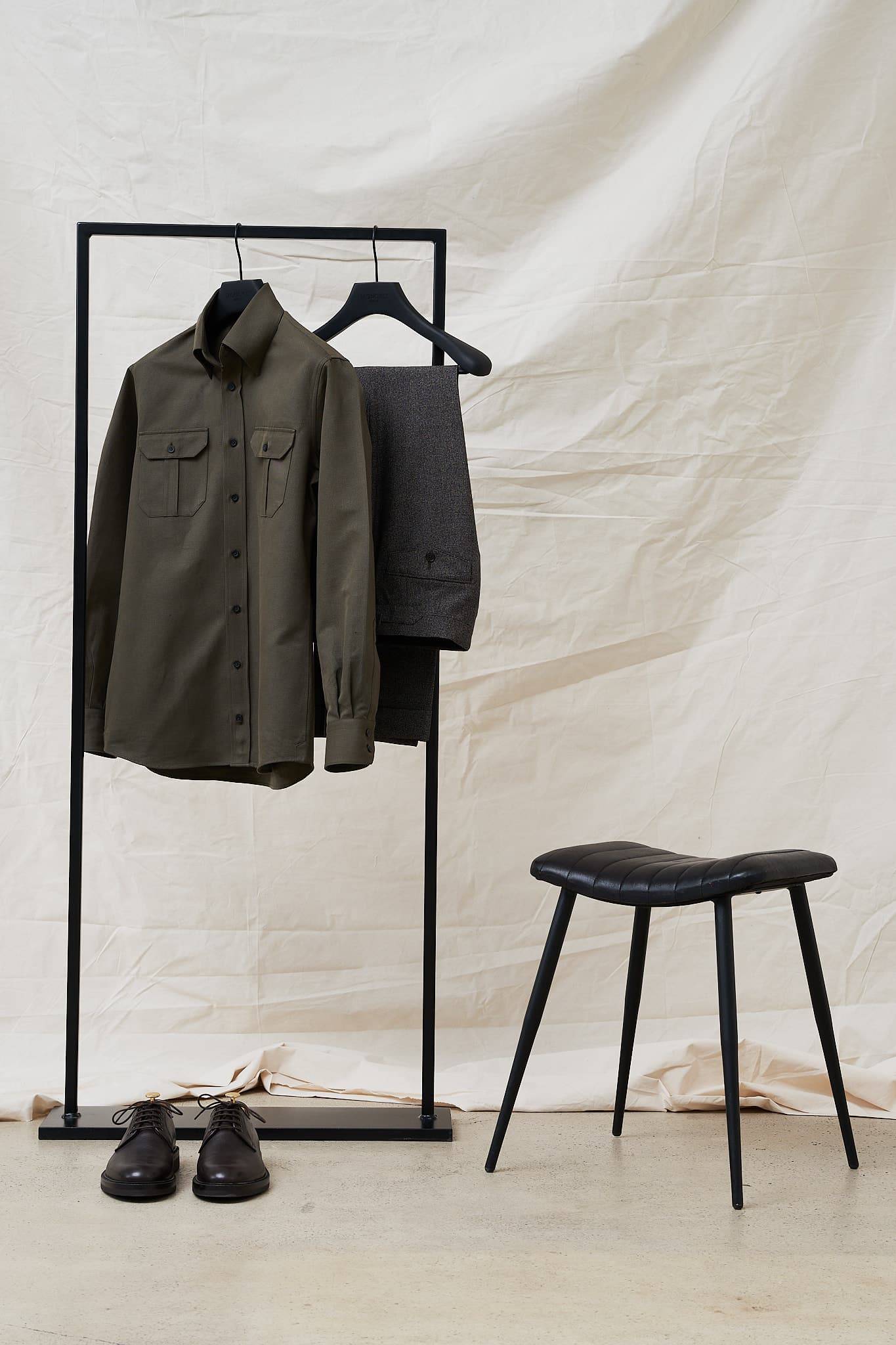 Dark Olive Cotton-Linen Overshirt — Monokel Berlin