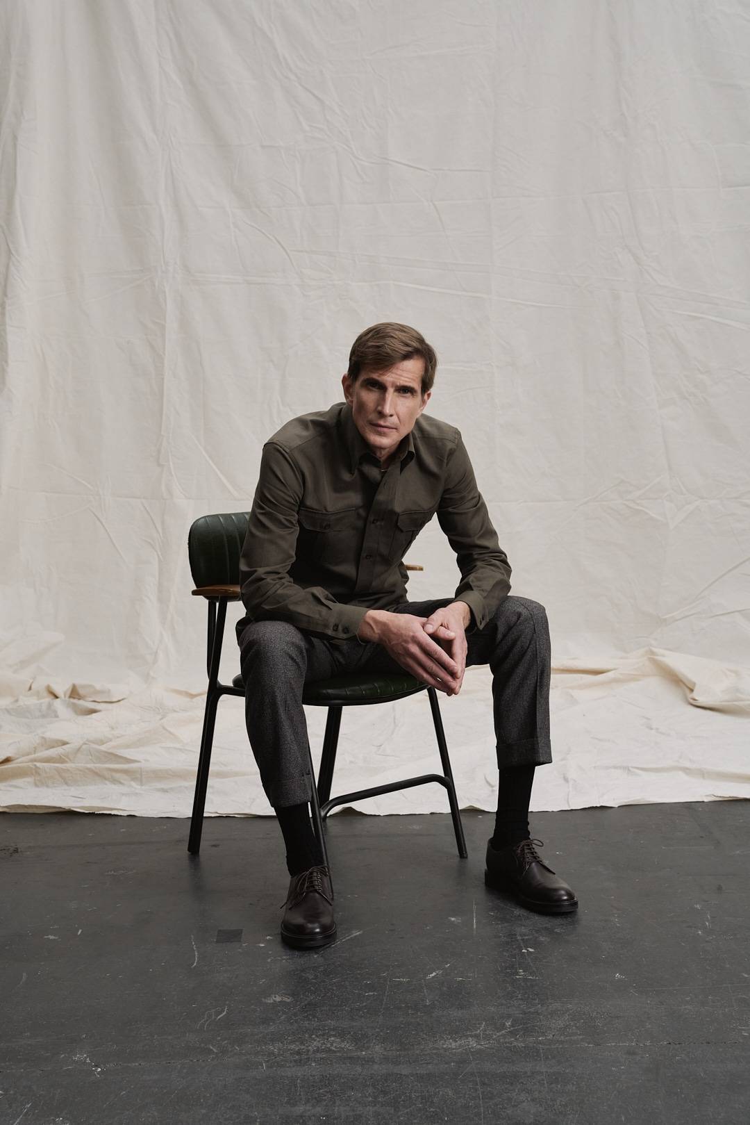 Dark Olive Cotton-Linen Overshirt — Monokel Berlin