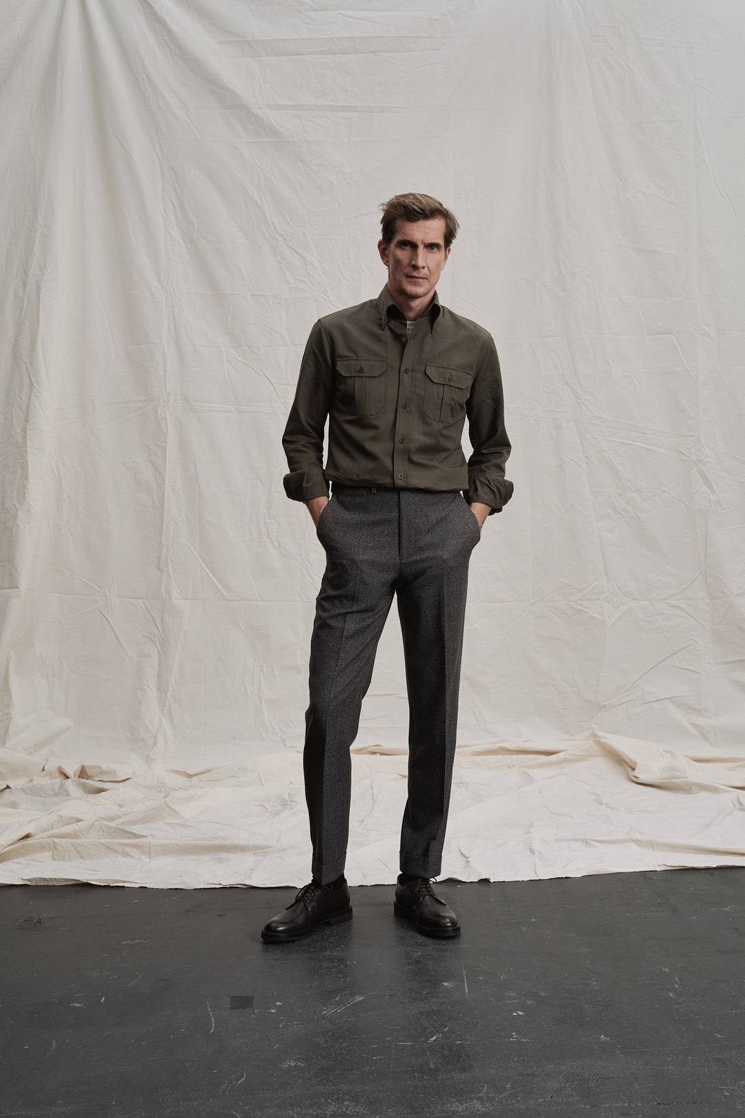 Dark Olive Cotton-Linen Overshirt — Monokel Berlin