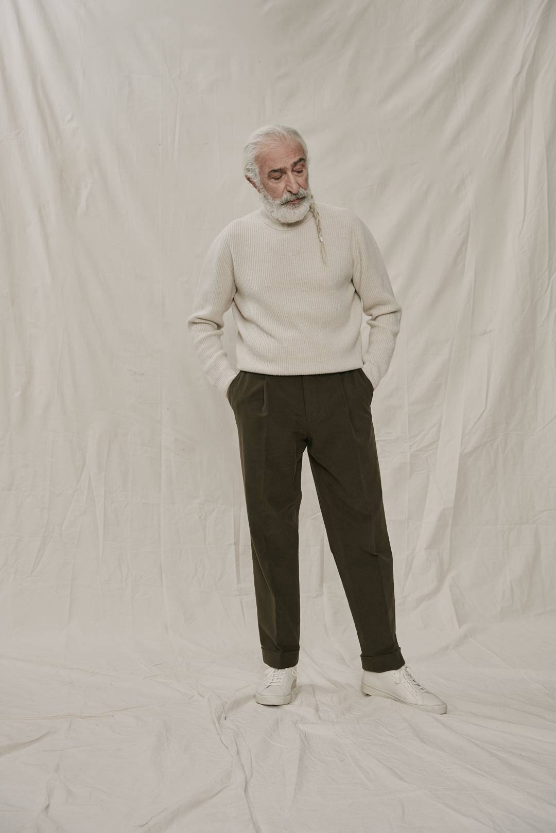 Cream Wool-Cashmere Rippenmuster Rollkragen Pullover — Monokel Berlin