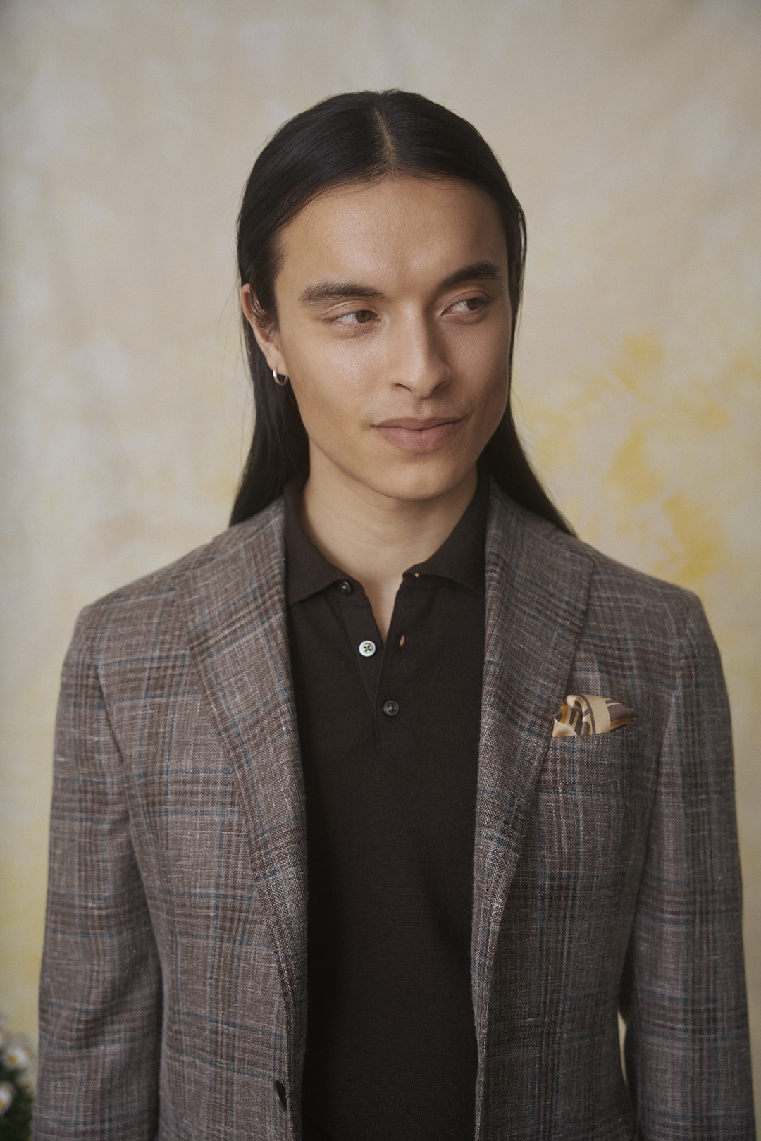 Glencheck Stoffdetail am Sakko