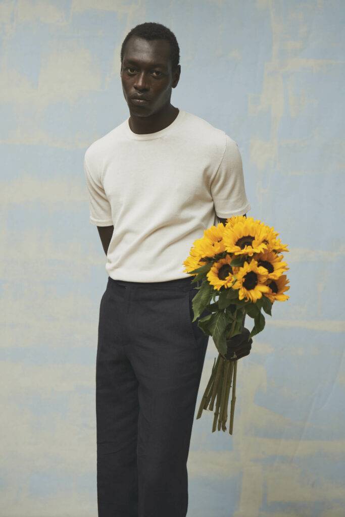 Off White Strickpullover aus Wolle und Seide nach Maß