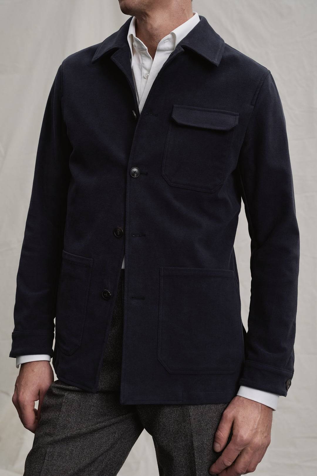 Midnight Blue Cotton Moleskine Utility Anzug — Monokel Berlin