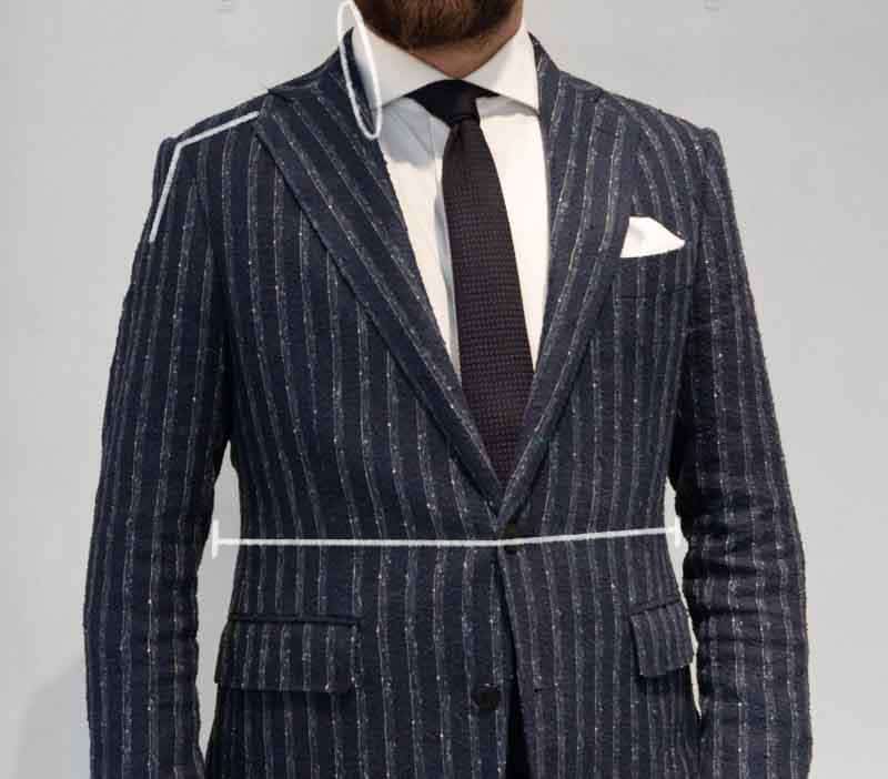 Kragen Taille und Schulter eines perfekt sitzenden Maßanzugs